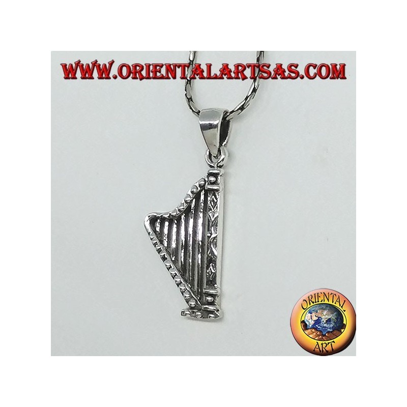 Pendentif en argent harpe instrument de musique