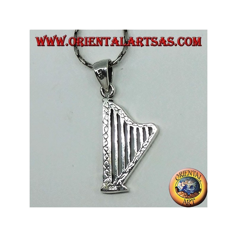 Pendentif en argent harpe instrument de musique