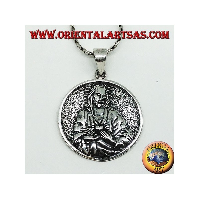 Pendentif en argent Sacré Cœur de Jésus