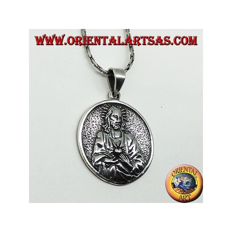 Pendant in silver Sacred Heart of Jesus