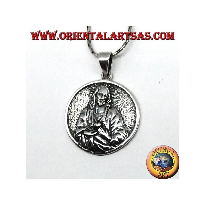 Colgante en plata del Sagrado Corazón de Jesús