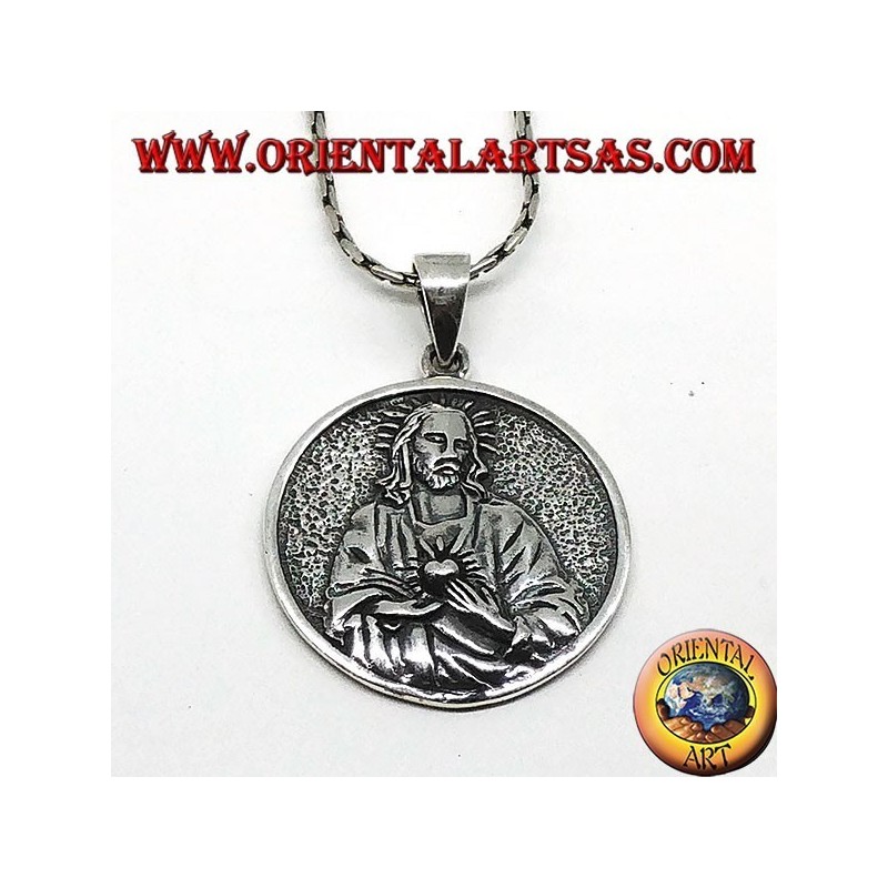 Colgante en plata del Sagrado Corazón de Jesús