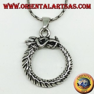Pendentif en argent, dragon uroboro ouroboros
