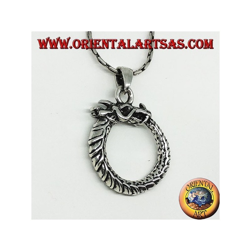 Ciondolo in argento, drago Uroboro  Ouroboros