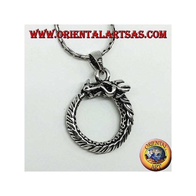 Silver pendant, dragon uroboro ouroboros
