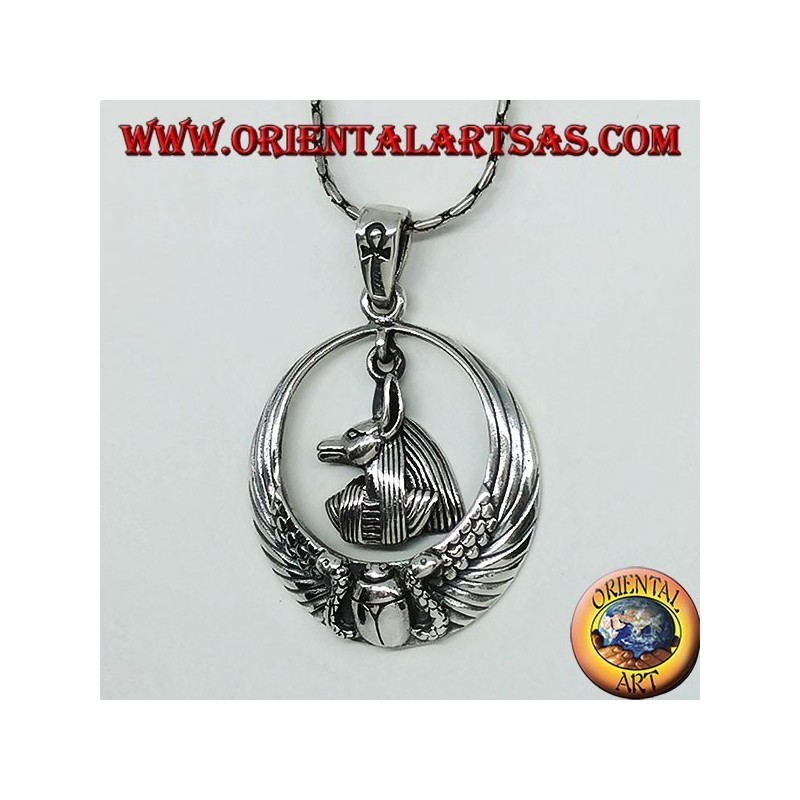 Colgante de plata, guía anubis de las almas.