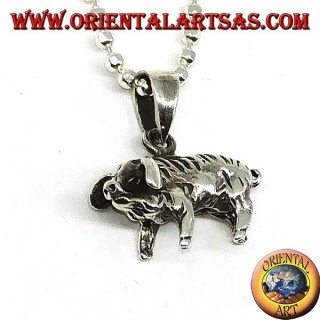 Silver pendant, wild boar or pig