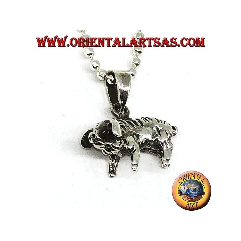 Silver pendant, wild boar or pig