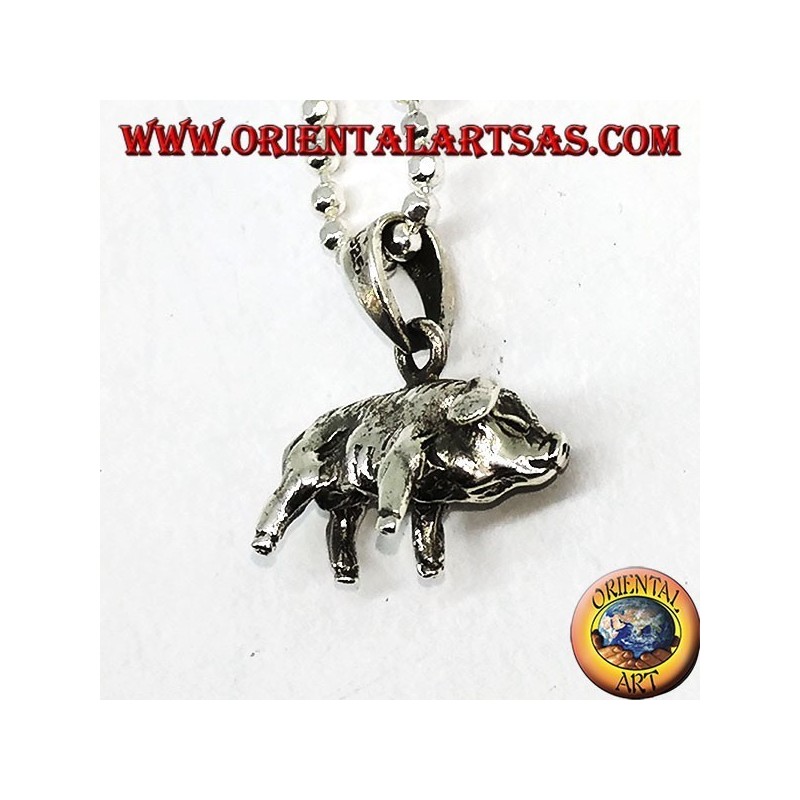 Pendentif en argent, sanglier ou cochon