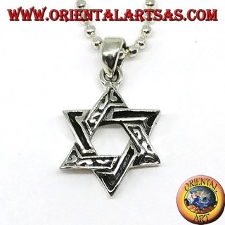 Pendant in silver, star of David (six-pointed star) thick