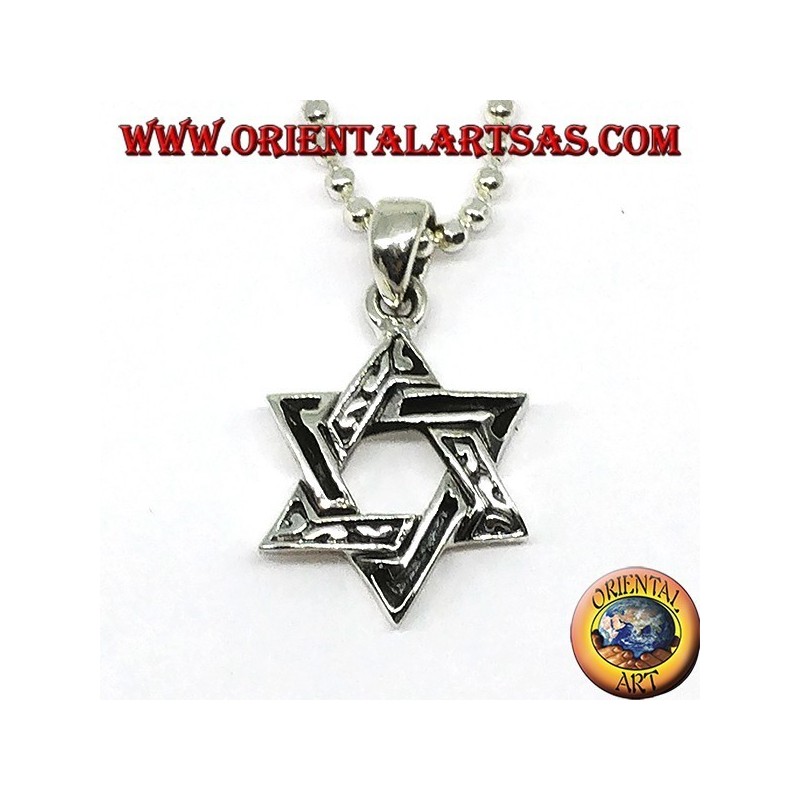 Colgante en plata, estrella de david (estrella de seis puntas) de espesor.