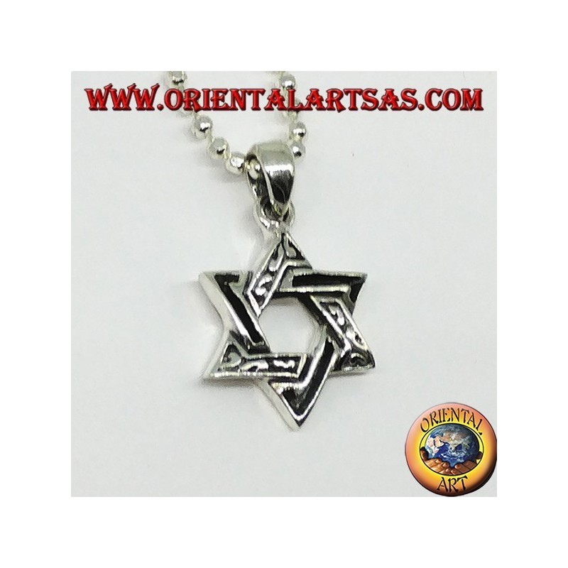 Pendant in silver, star of David (six-pointed star) thick