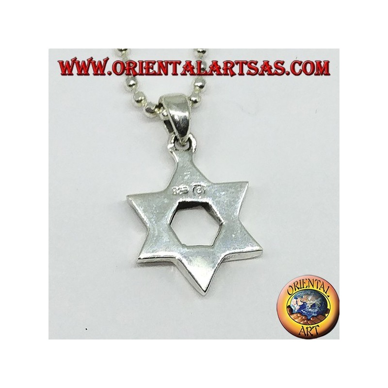 Pendentif en argent, étoile de David (étoile à six branches) épaisse