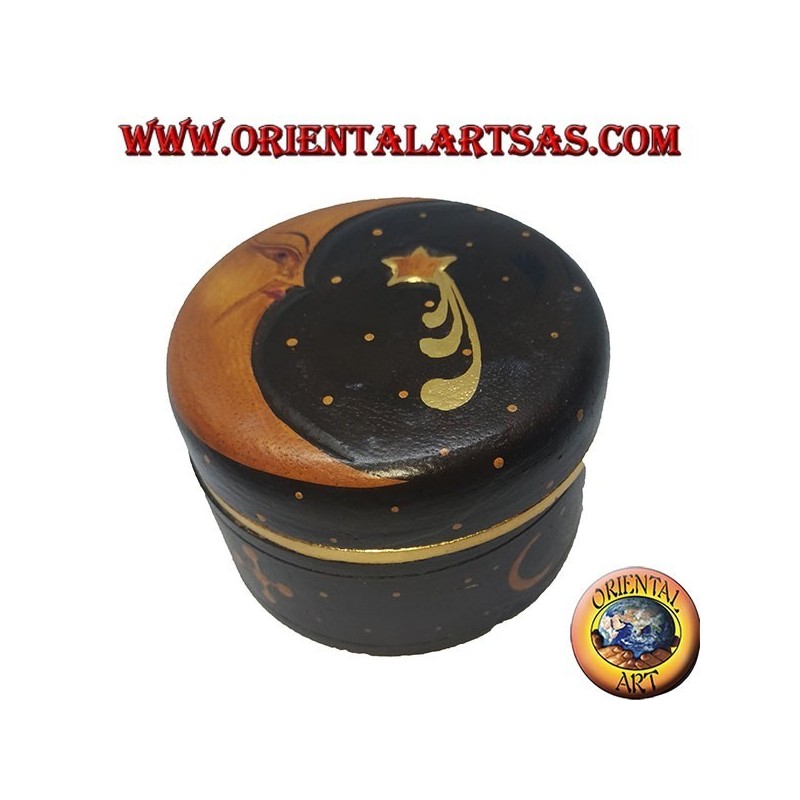 Scatola portagioie in legno di balsa raffigurante luna e stella