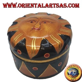 Jewel box in balsa wood depicting the golden sun