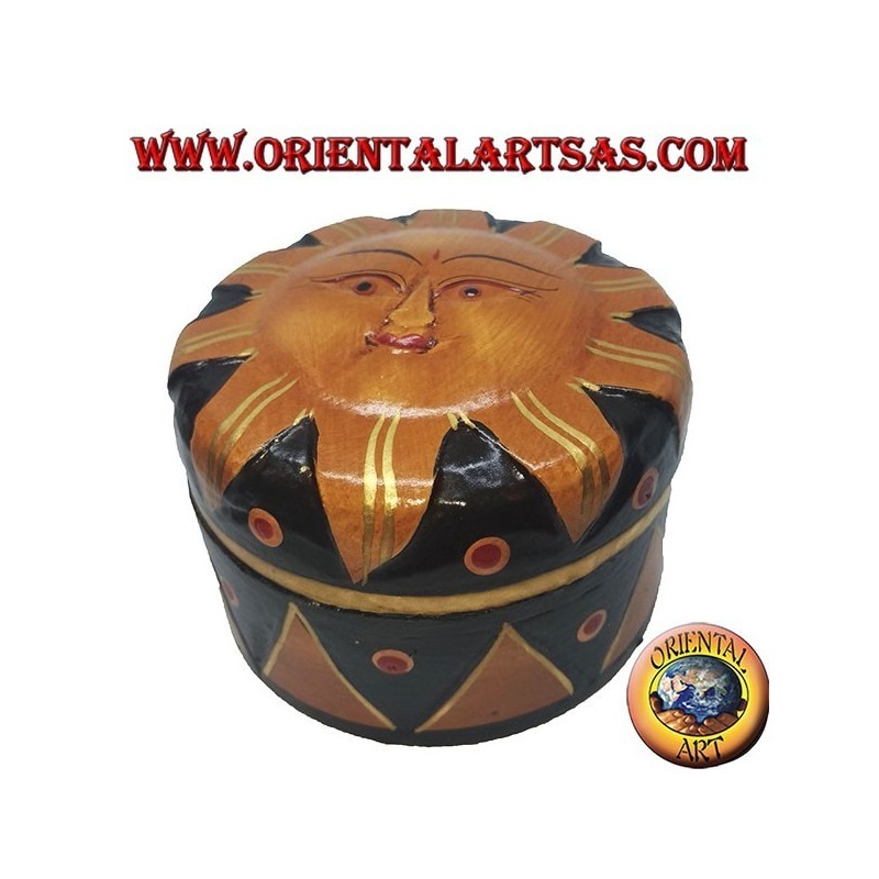 Jewel box in balsa wood depicting the golden sun