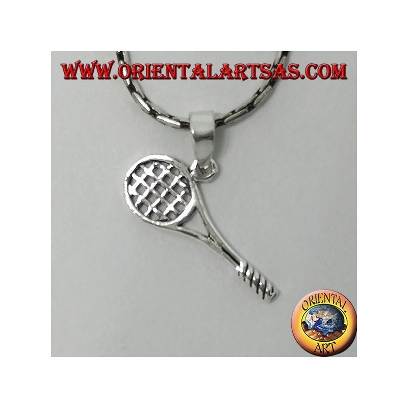 Silver pendant, tennis racket
