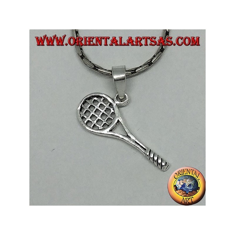 Colgante de plata, raqueta de tenis.