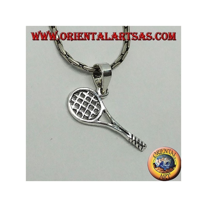 Ciondolo in argento racchetta da tennis