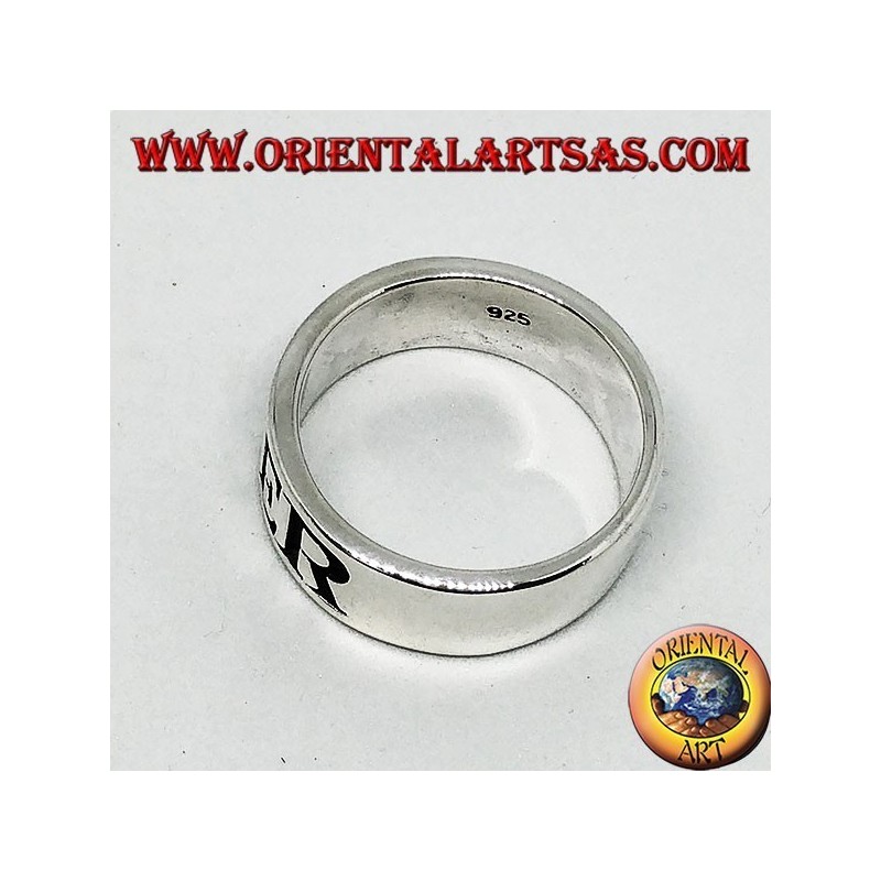 Sortija de plata con grabado de BIKER.