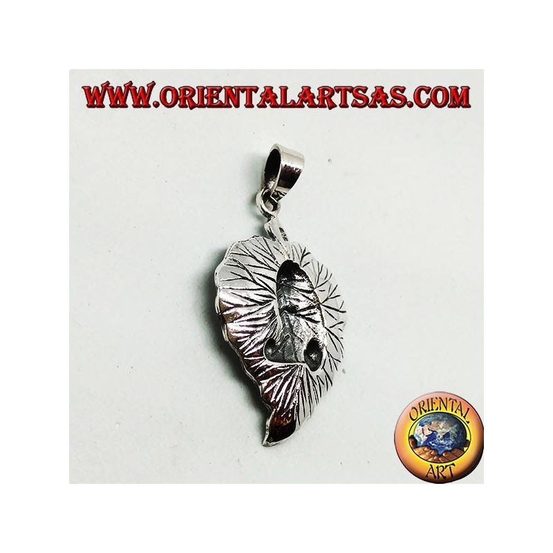 Ciondolo in argento Ganesha sulla foglia