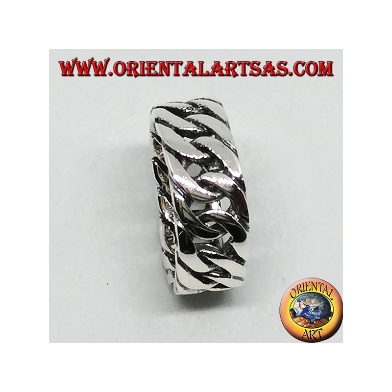 Anello in argento a catena rigida