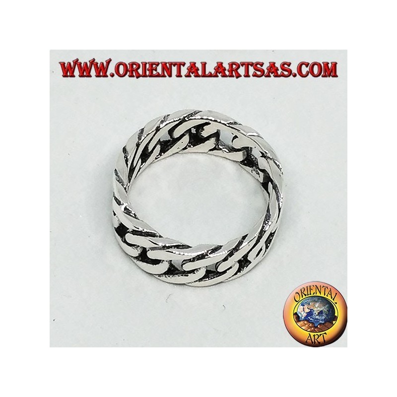 Bague en argent, chaîne rigide