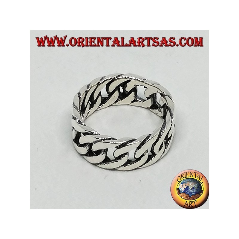Anello in argento a catena rigida