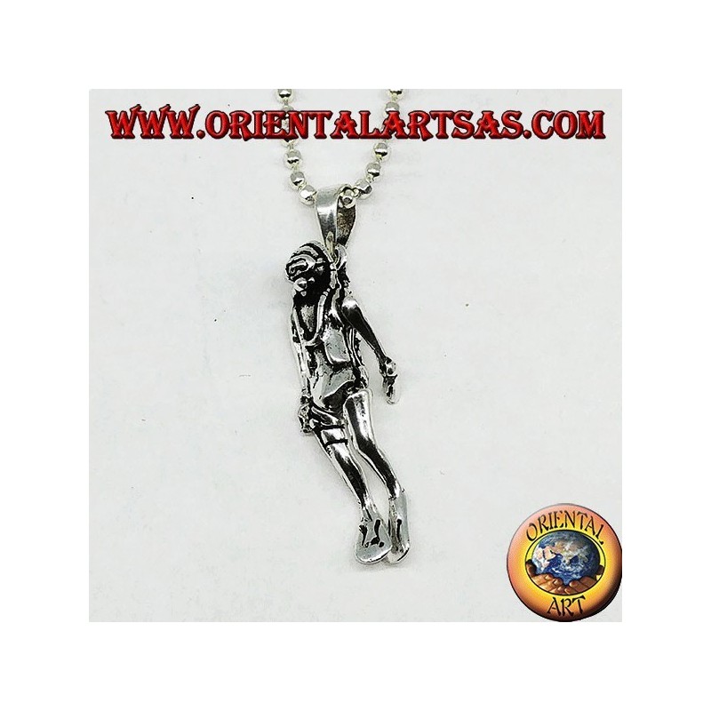 Diver's mobile silver pendant