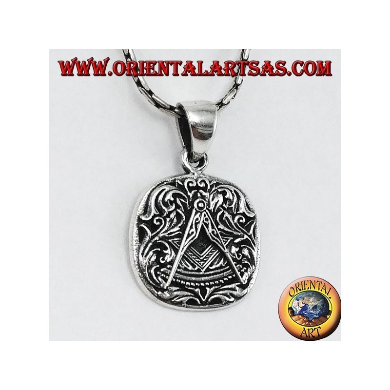 Pendant in silver Square and Compasses superimposed, freemason symbol