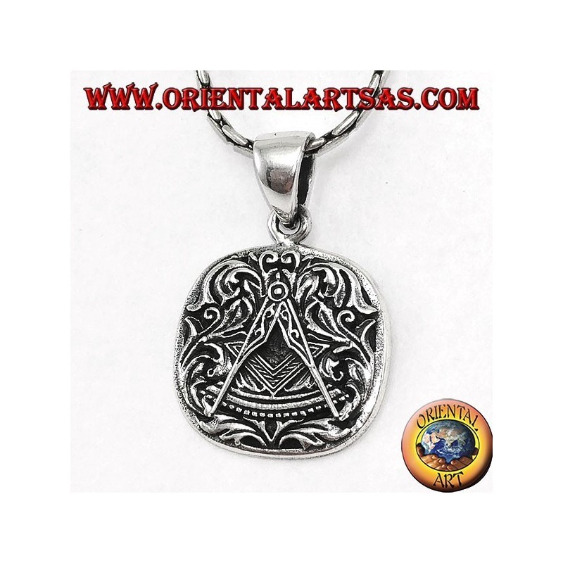 Pendant in silver Square and Compasses superimposed, freemason symbol