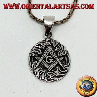 Pendant in silver the squared and overlapping compass with G, symbol of masonry