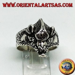 Silver ring with a boar's head