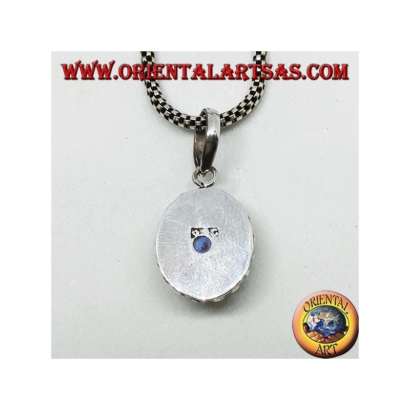 Ciondolo in argento con labradorite bianca con fluorescenza blu