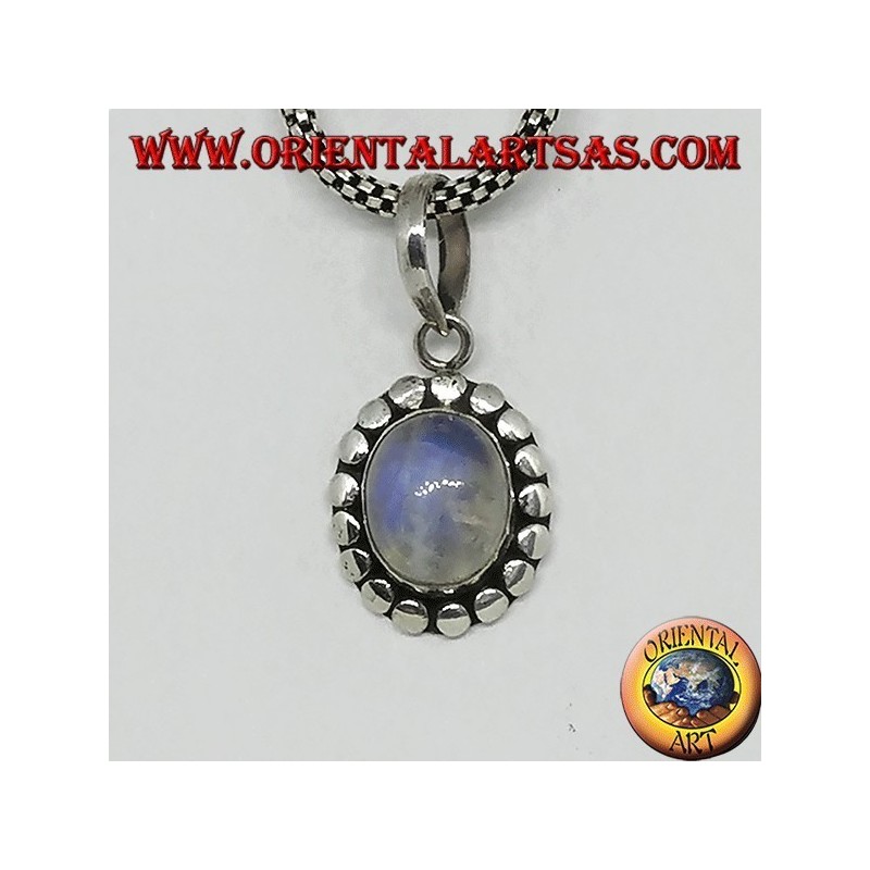 Pendentif en argent avec labradorite blanche à fluorescence bleue