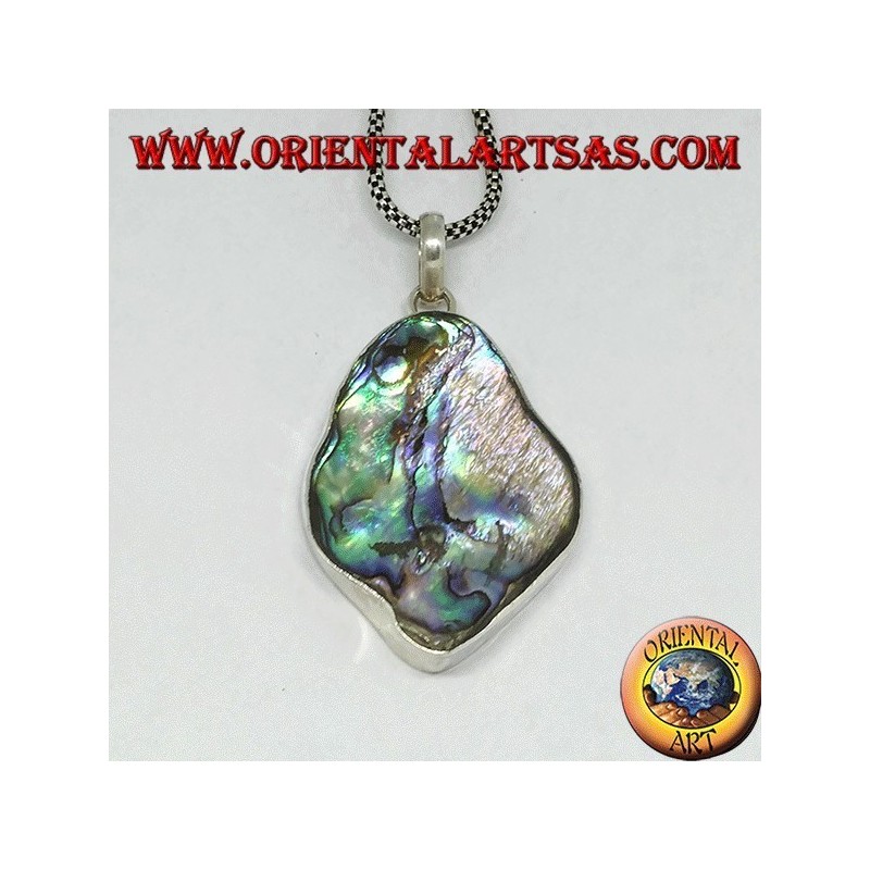 Ciondolo in argento irregolare con paua shell ( abalone )