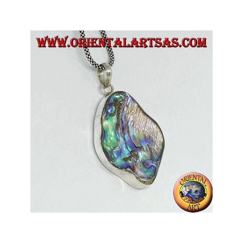 Unregelmäßiger Silberanhänger mit Paua Muschel (Abalone)