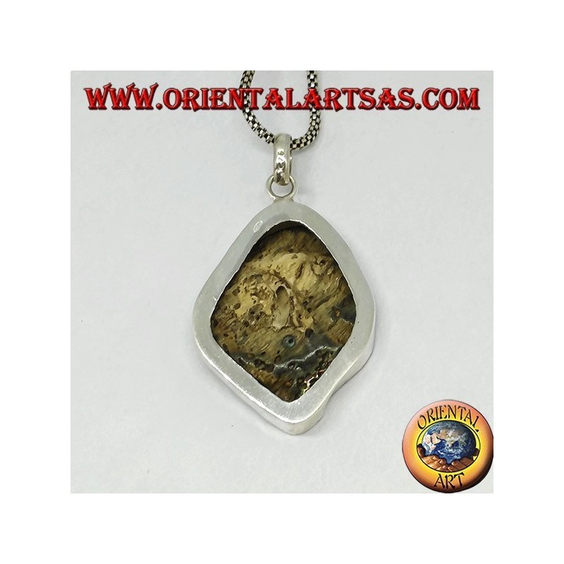 Irregular silver pendant with paua shell (abalone)