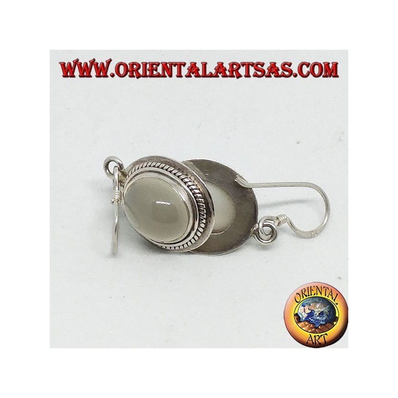 Silberohrringe mit ovalem Mondstein (Adularia)