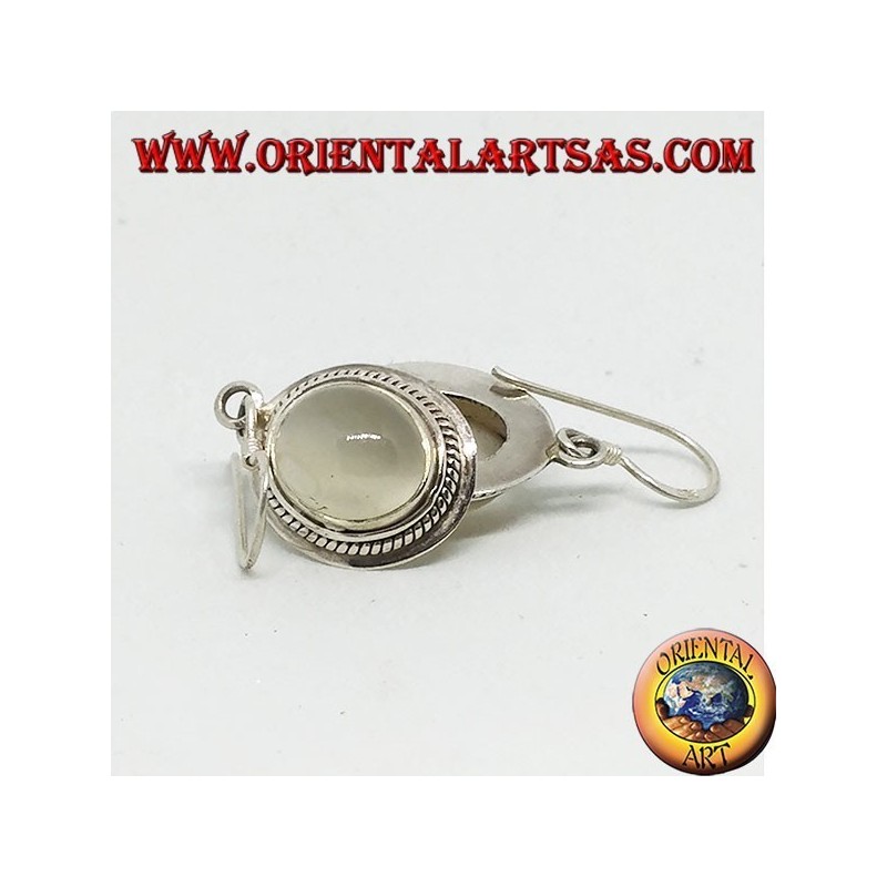 Orecchini in argento con pietra di luna  ovale ( adularia )