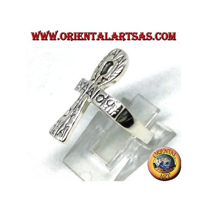 Bague en argent avec ankh, clé de vie ou croix ansata