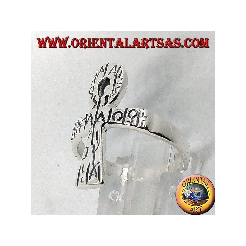 Anello in argento con ankh, chiave della vita o croce ansata