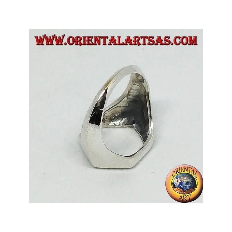 Anillo escudo de plata con agujero hexagonal.