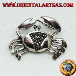Silver brooch with crab-shaped marcasites