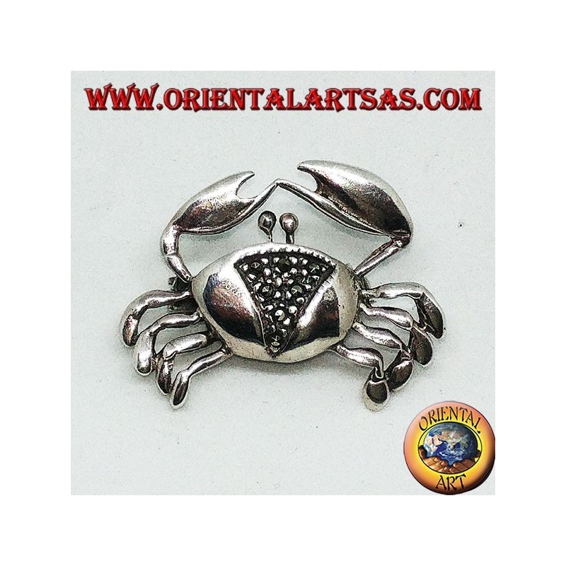 Broche en argent avec marcassites en forme de crabe