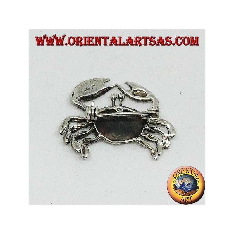 Silver brooch with crab-shaped marcasites