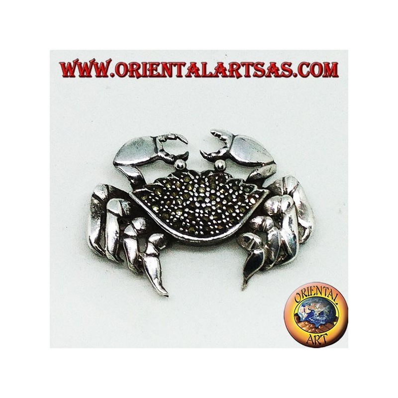 Broche de plata con marcasitas en forma de cangrejo (grandes)