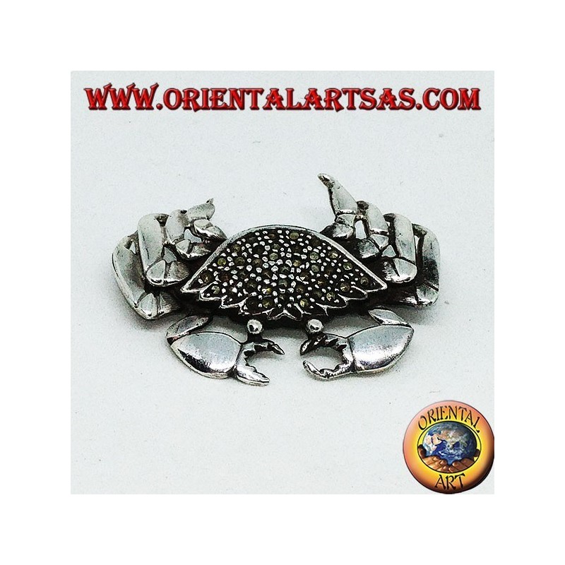 Broche de plata con marcasitas en forma de cangrejo (grandes)