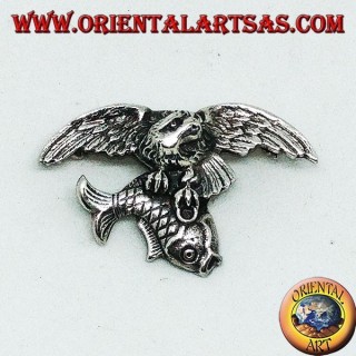 Broche de plata Osprey pescando un pez