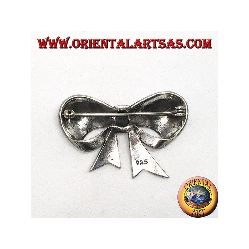 Silver brooch with bow shaped marcasites